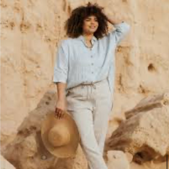 Wrap London Linen Light Blue Tunic Top J15 - Picture 1 of 9